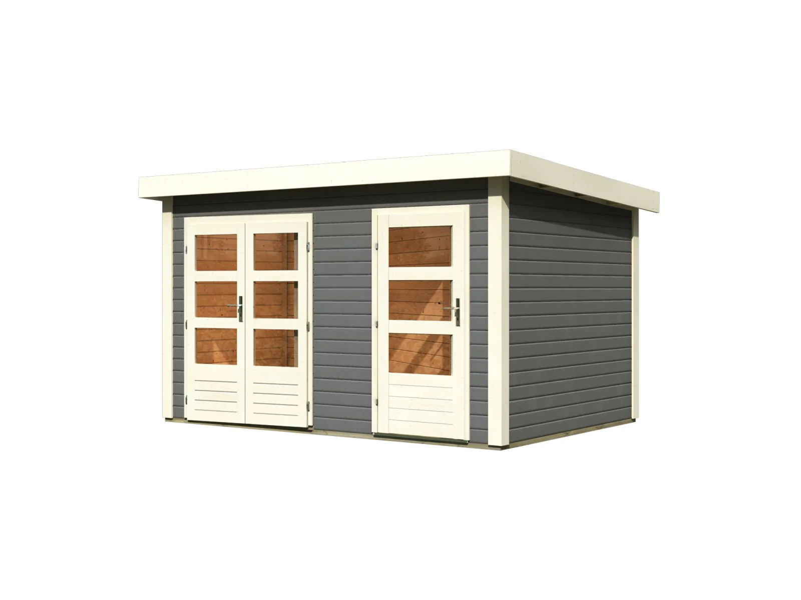 Karibu Gartenhaus Schönbuch 1, 38 mm 2-Raum-Haus - terragrau - Image 5