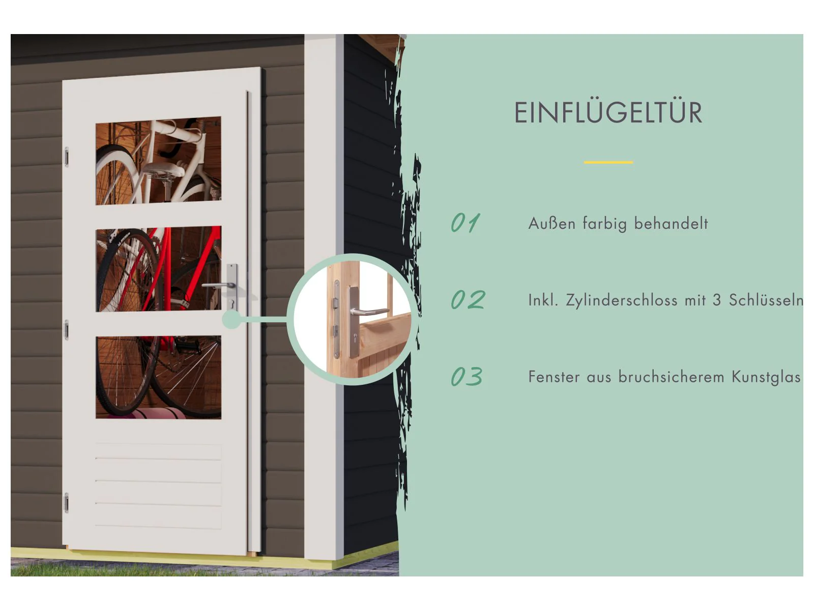Karibu Gartenhaus Schönbuch 1, 38 mm 2-Raum-Haus - terragrau - Image 7