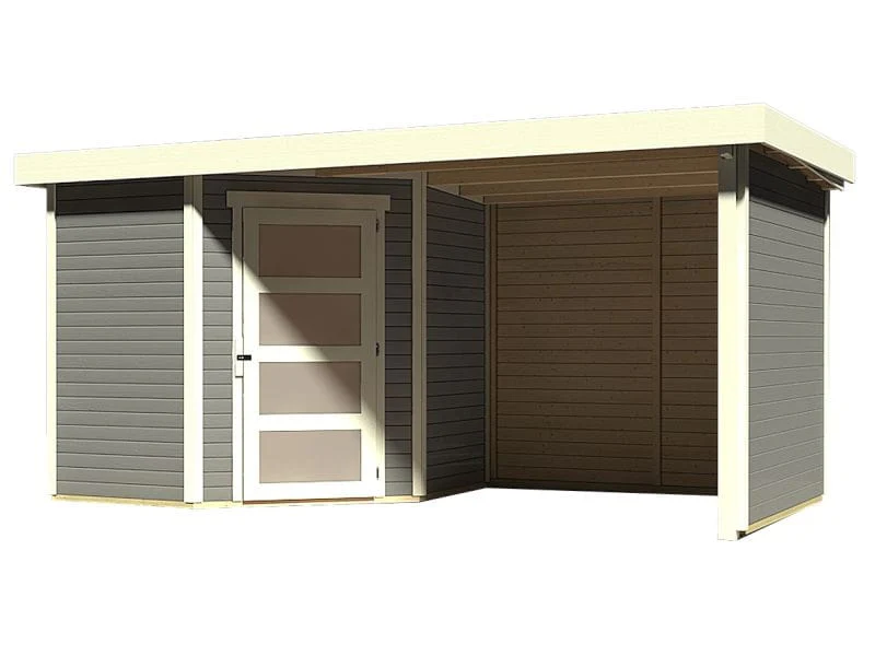 Karibu Gartenhaus Schwandorf 3 terragrau mit Anbaudach 2,40 Meter, Seiten- und Rückwand - Image 10