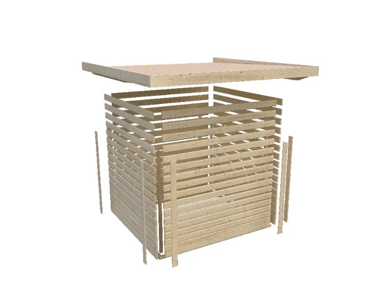 Karibu Gartenhaus Schwandorf 3 terragrau mit Anbaudach 2,40 Meter, Seiten- und Rückwand - Image 9