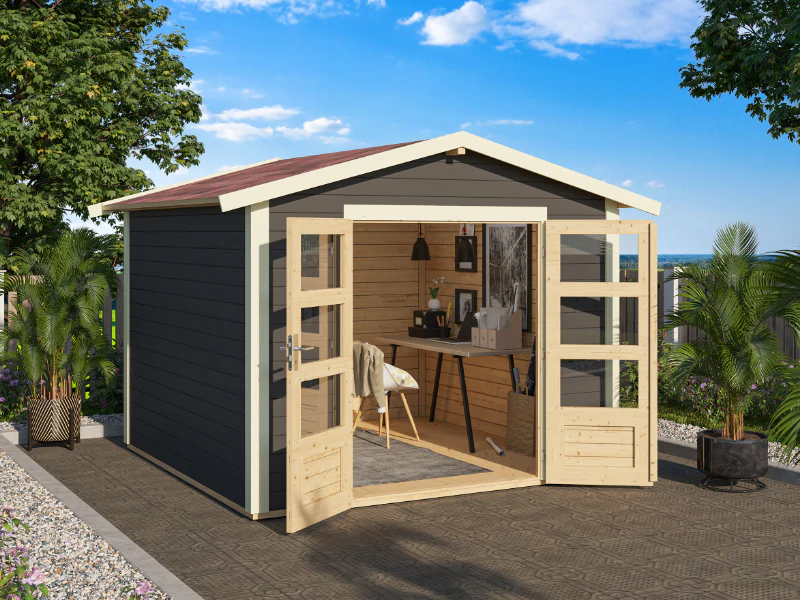 Karibu Gartenhaus Talkau 6 in terragrau 28 mm - Image 3