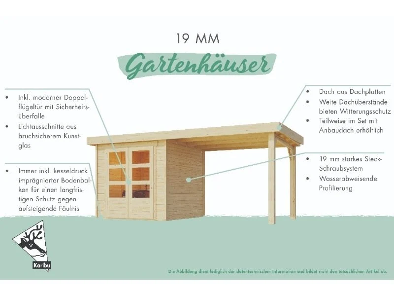 Karibu Gartenhaus Timmo, naturbelassen, 19 mm - Image 5