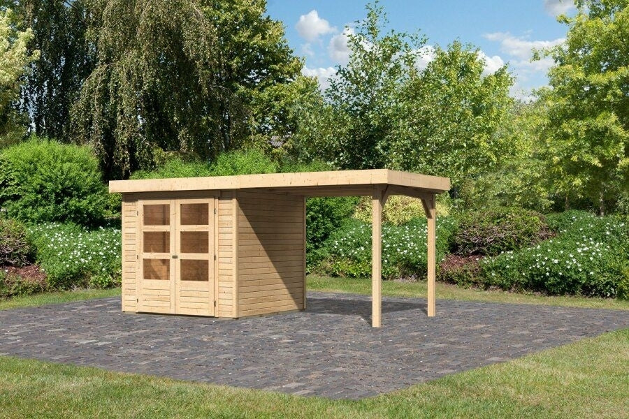 Karibu Gartenhaus Timmo, naturbelassen, inkl. Anbaudach 2,40 Meter - Image 2