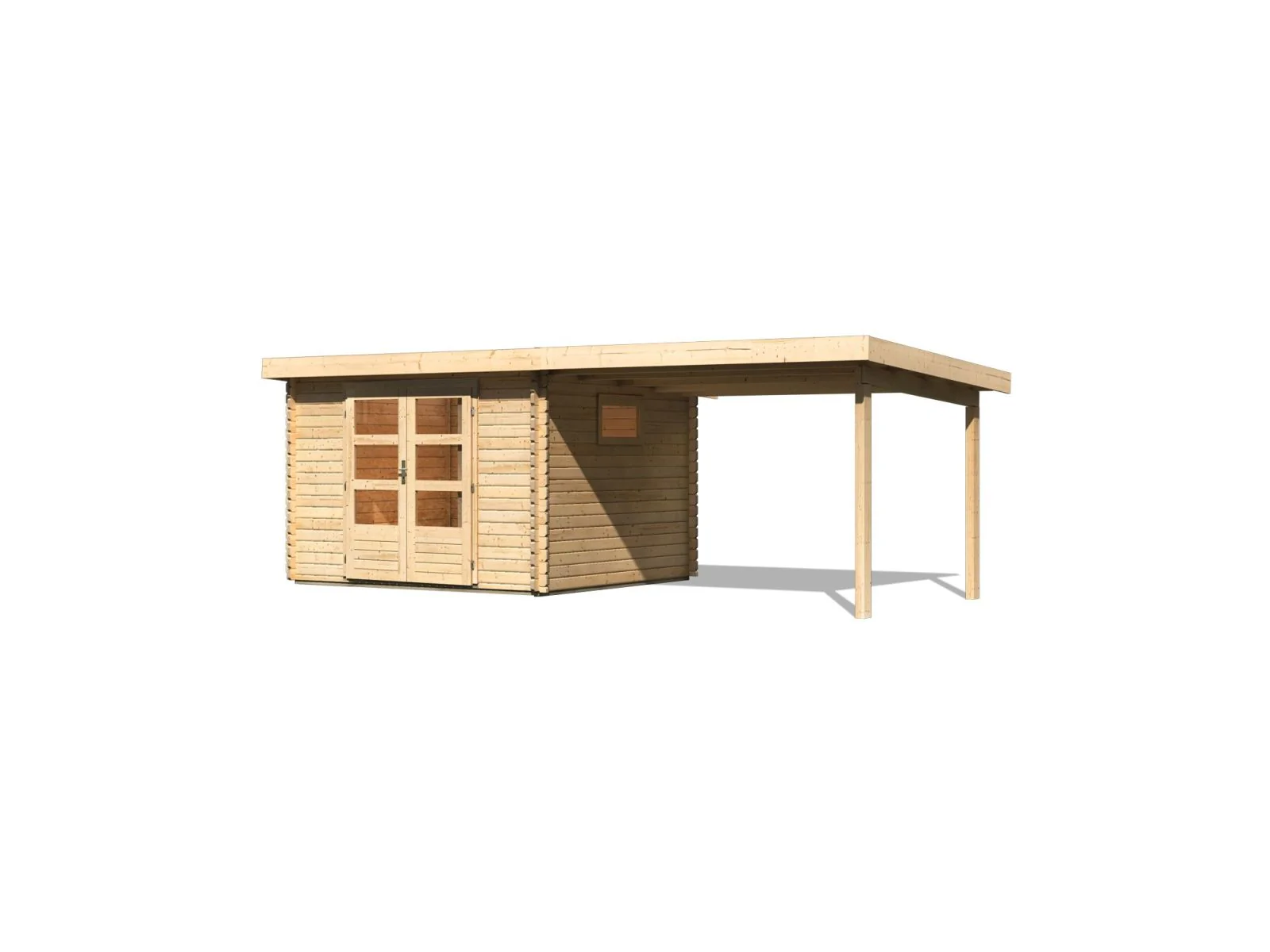 Karibu Gartenhaus Trittau 3 natur mit Anbaudach 3,3 m - Image 4