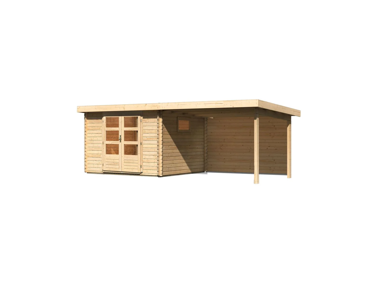 Karibu Gartenhaus Trittau 3 natur mit Anbaudach 3,3 m inkl. Rückwand - Image 5