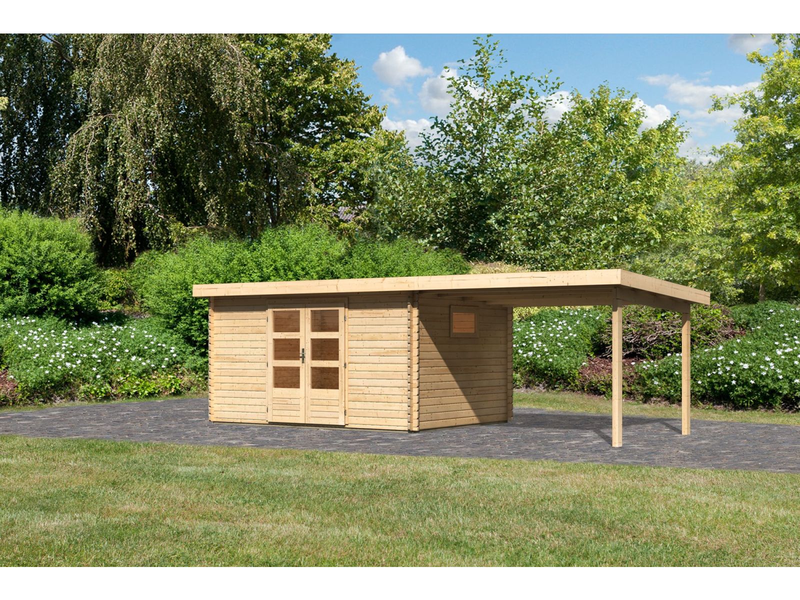 Karibu Gartenhaus Trittau 5 inkl. Anbaudach 3,3 m - Image 2