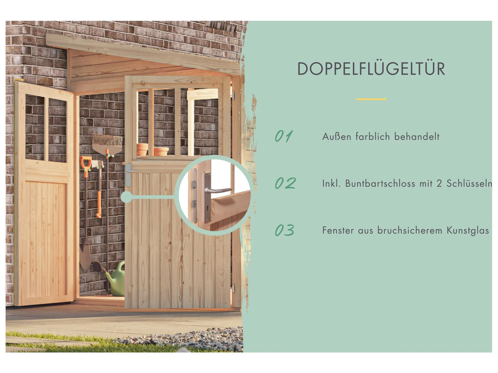 Karibu Gartenhaus Wandlitz 4 natur 19 mm - Image 7