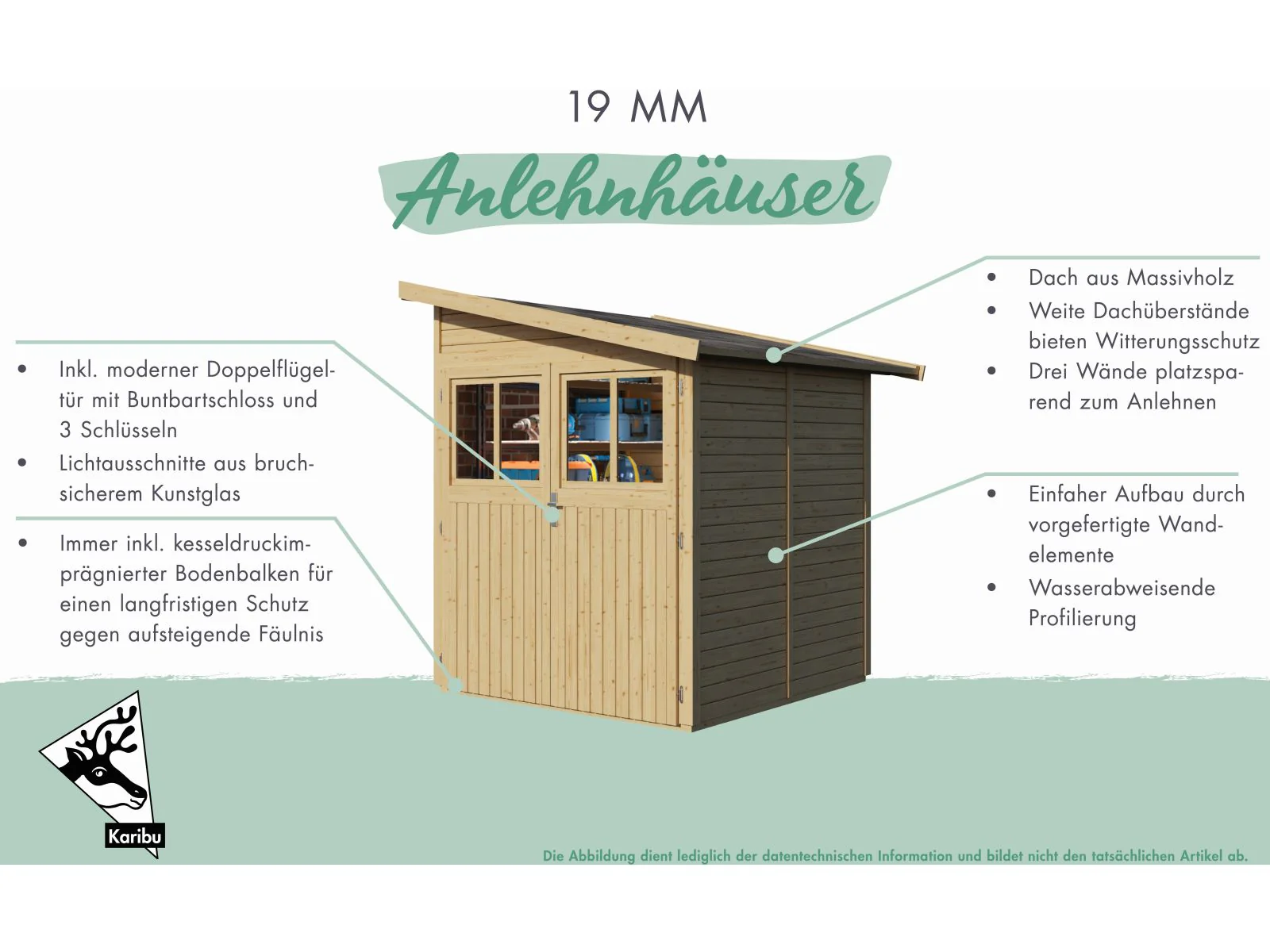 Karibu Gartenhaus Wandlitz 5 natur 19 mm - Image 7