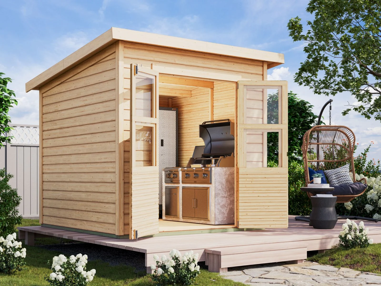 Karibu Gerätehaus Amrum 2, naturbelassen, 14 mm