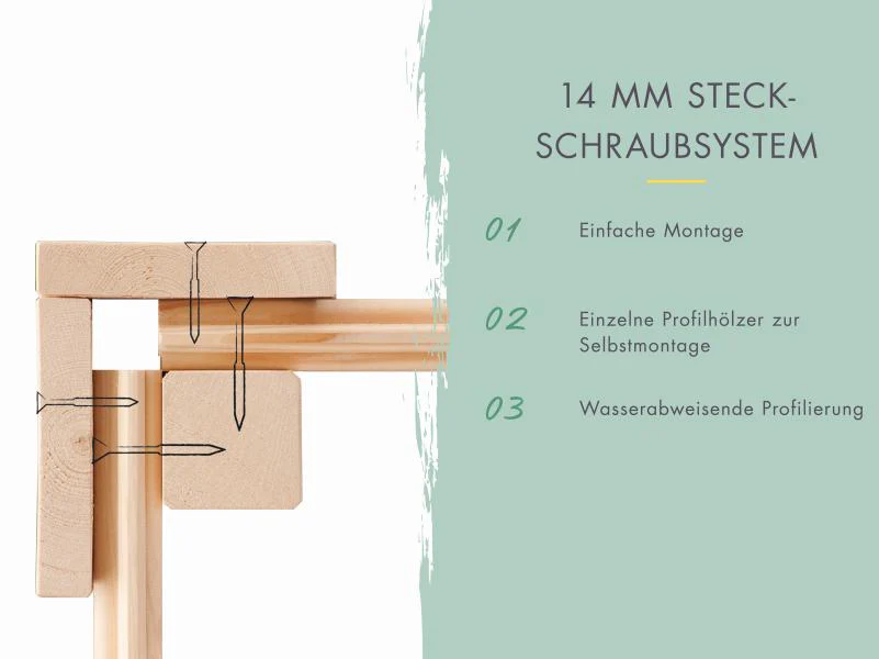 Karibu Gerätehaus Merseburg 4 SET mit Anbaudach, vorvergraut - Image 10