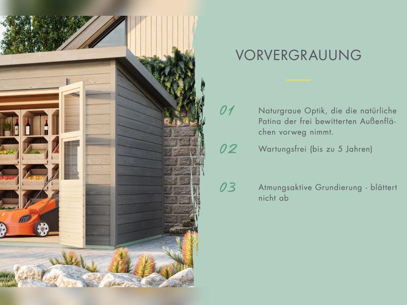 Karibu Gerätehaus Merseburg 4, vorvergraut, 14 mm - Image 5