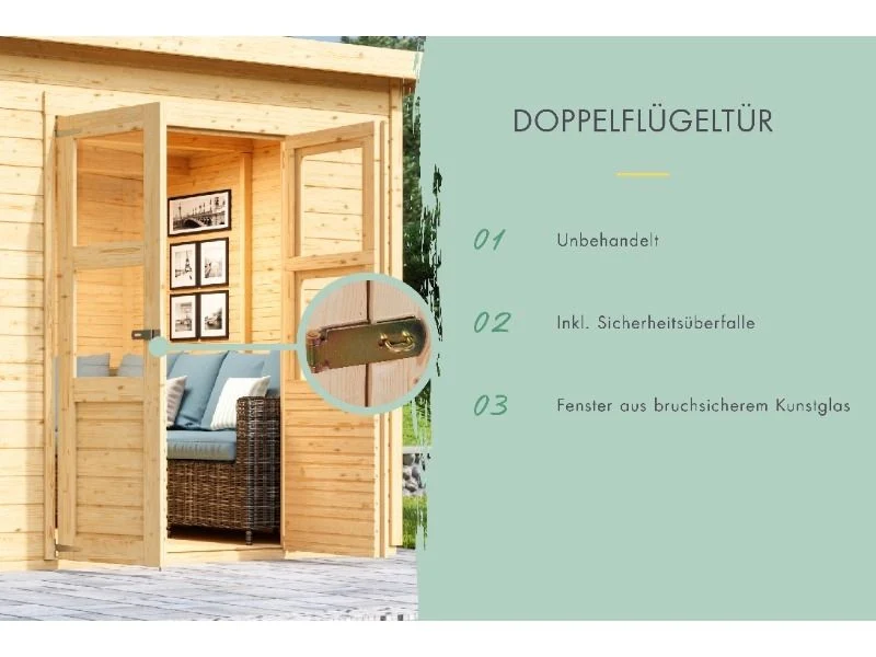 Karibu Gerätehaus Merseburg 5 SET mit Anbaudach - Image 6