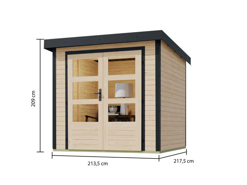 Karibu Hybrid Gartenhaus Jupiter 2 A naturbelassen/anthrazit - Image 3