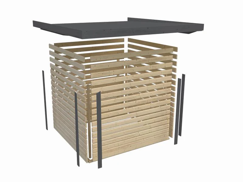 Karibu Hybrid Gartenhaus Jupiter 2 A naturbelassen/graualuminium, inkl. 2,40 m Anbaudach - Image 5