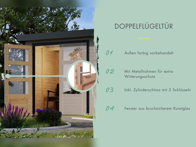 Karibu Hybrid Gartenhaus Jupiter 2 D wassergrau/graualuminium - Image 5