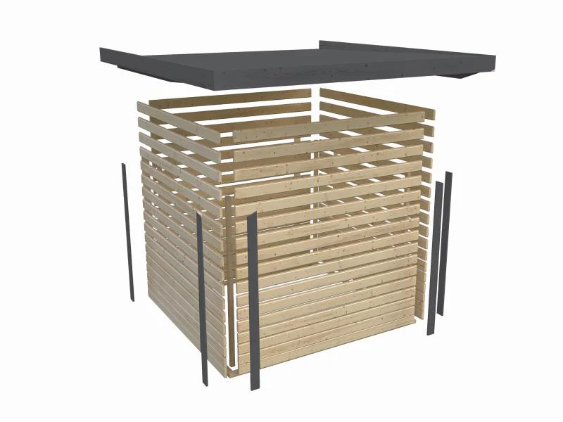 Karibu Hybrid Gartenhaus Jupiter 3,5 D wassergrau/anthrazit, inkl. 2,35 m Anbaudach - Image 7