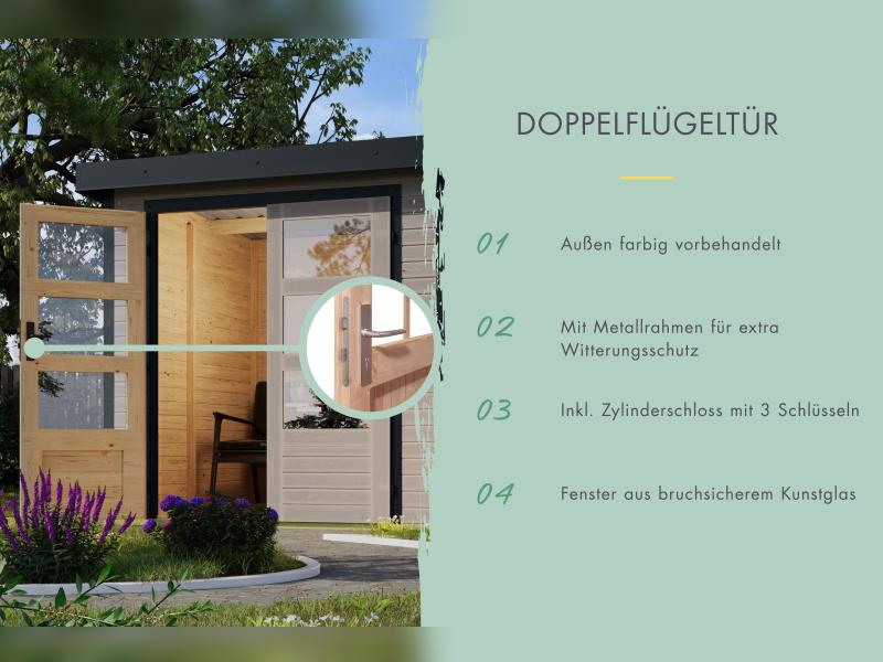 Karibu Hybrid Gartenhaus Jupiter 3,5 D wassergrau/graualuminium - Image 6