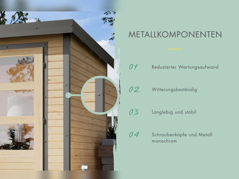 Karibu Hybrid Gartenhaus Jupiter 4 D wassergrau/graualuminium, inkl. 2,35 m Anbaudach - Image 4