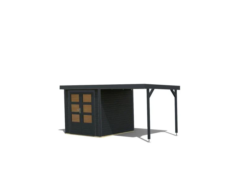 Karibu Hybrid Gartenhaus Jupiter C anthrazit/anthrazit inkl. 2,40 m Anbaudach - Image 3
