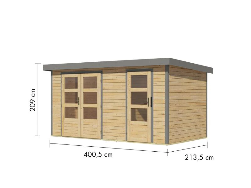 Karibu Hybrid Gartenhaus Merkur 1 A naturbelassen/graualuminium - Image 3