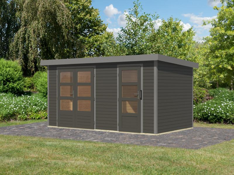 Karibu Hybrid Gartenhaus Merkur 1 B terragrau/graualuminium - Image 2
