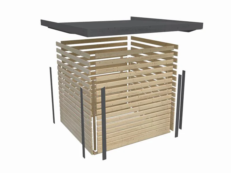 Karibu Hybrid Gartenhaus Pluto 6 A, naturbelassen/graualuminium, 28 mm - Image 11