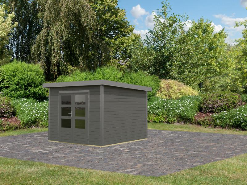 Karibu Hybrid Gartenhaus Pluto 6 B, terragrau/graualuminium, 28 mm - Image 2