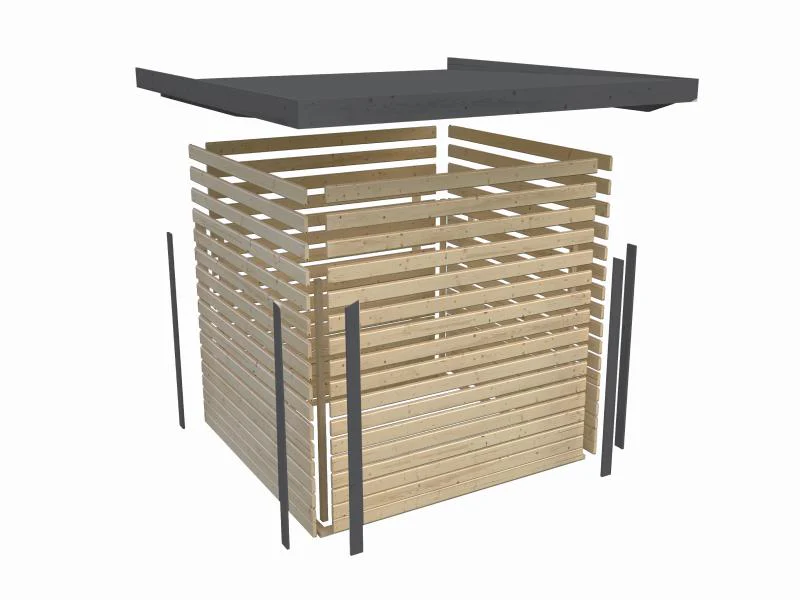 Karibu Hybrid Gartenhaus Pluto 6 B, terragrau/graualuminium inkl. 3 m Anbaudach - Image 10