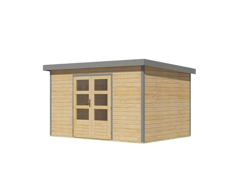 Karibu Hybrid Gartenhaus Pluto 7 A, naturbelassen/graualuminium, 28 mm - Image 5