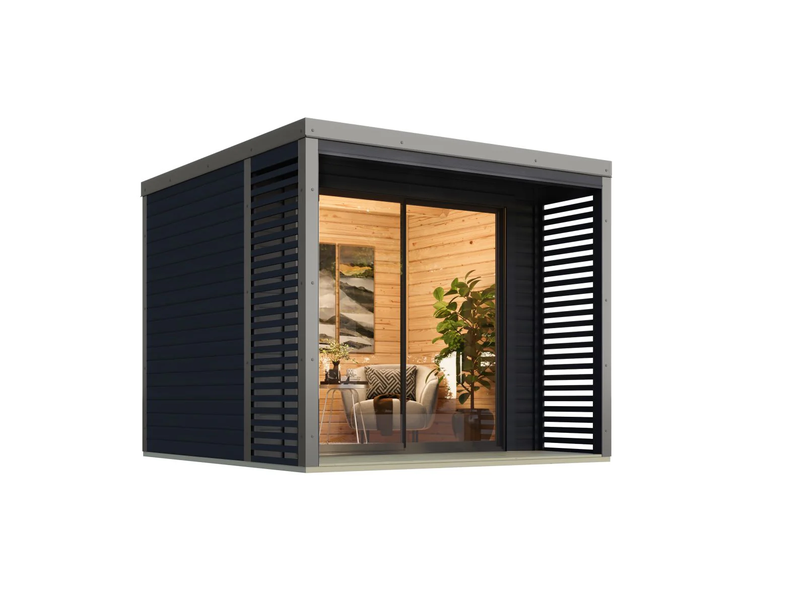 Karibu Hybrid Gartenhaus Saturn B, anthrazit/graualuminium, 38 mm, inkl. Fußboden - Image 3
