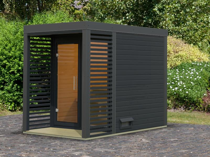Karibu Hybrid Saunahaus Ares 1, anthrazit/anthrazit -ohne Ofen- - Image 2