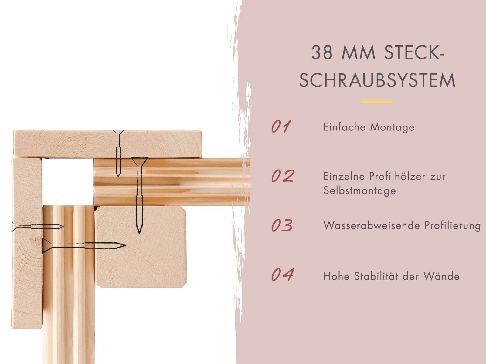 Karibu Hybrid Saunahaus Ares 1, inkl. Anbaudach in naturbelassen/graualuminium -ohne Ofen- - Image 3