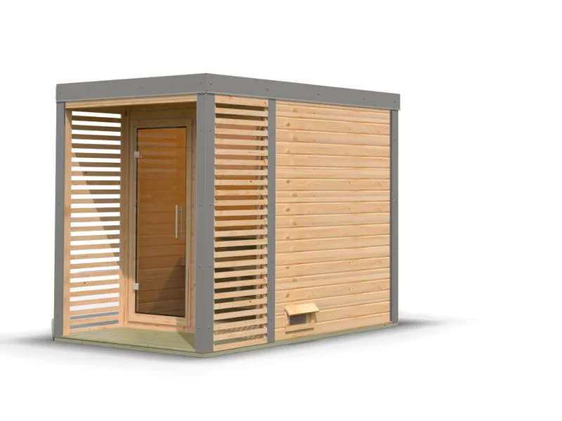 Karibu Hybrid Saunahaus Ares 1, naturbelassen/graualuminium -ohne Ofen- - Image 3