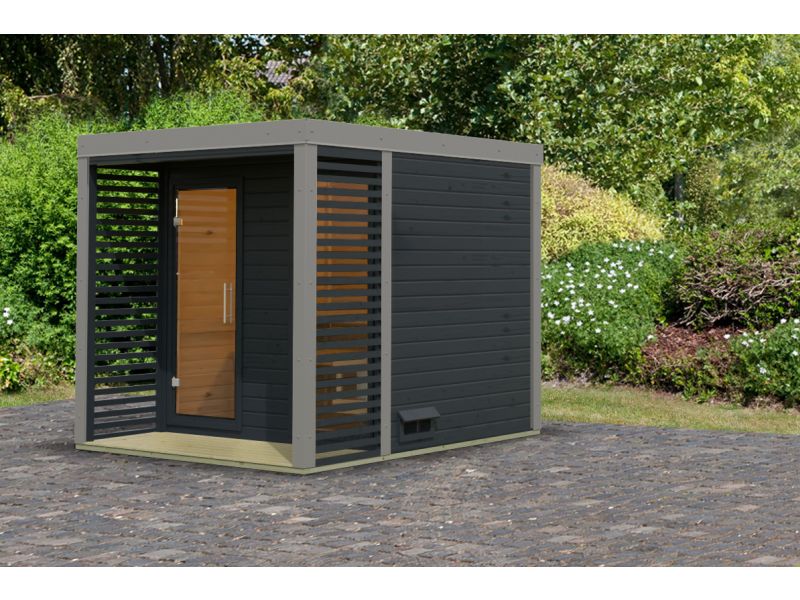Karibu Hybrid Saunahaus Ares 2, anthrazit/graualuminium -ohne Ofen- - Image 2