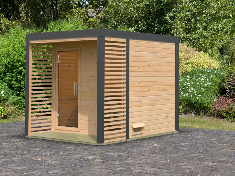 Karibu Hybrid Saunahaus Ares 2, naturbelassen/anthrazit -ohne Ofen- - Image 2