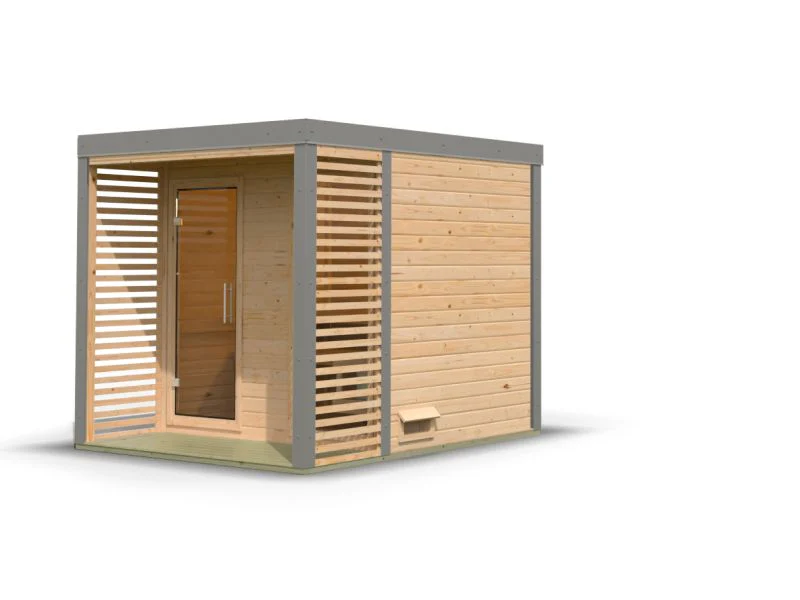 Karibu Hybrid Saunahaus Ares 2, naturbelassen/graualuminium -ohne Ofen- - Image 3