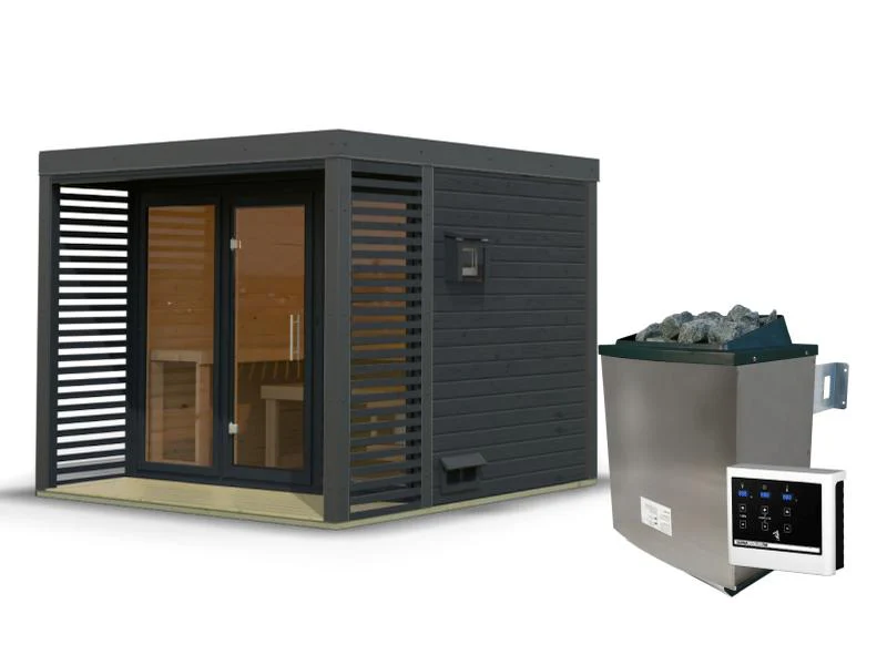Karibu Hybrid Saunahaus Ares 3,anthrazit/anthrazit -inkl. 9 kW Ofen ext. Steuerung- - Image 2