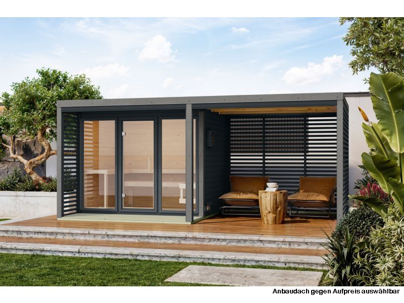 Karibu Hybrid Saunahaus Ares 3, anthrazit/graualuminium -ohne Ofen- - Image 3