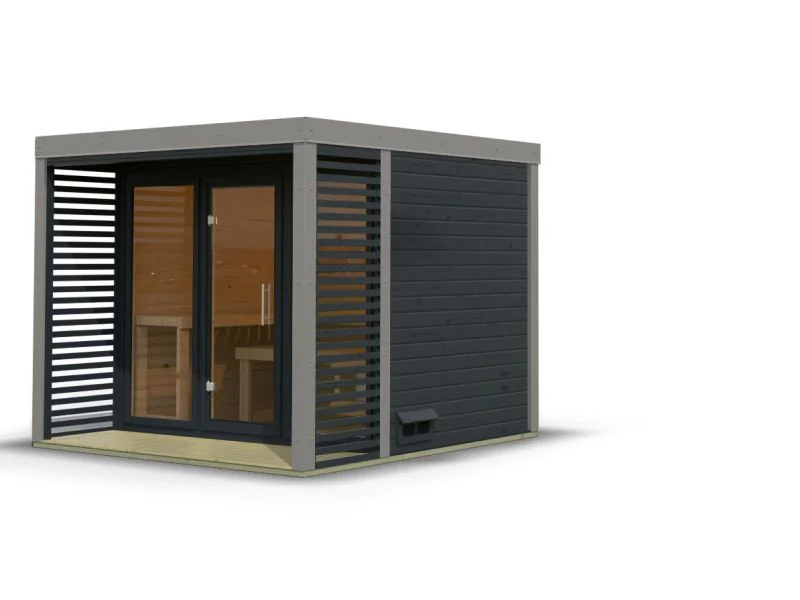 Karibu Hybrid Saunahaus Ares 3, anthrazit/graualuminium -ohne Ofen- - Image 4