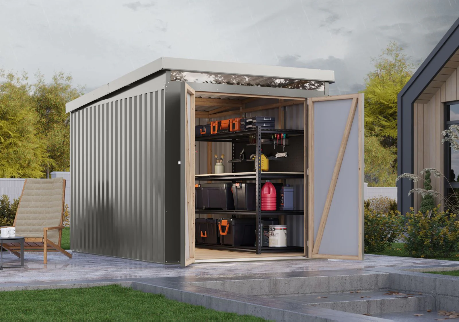 Karibu Metallgerätehaus Iridium 2,5 in Graualuminium - Image 2