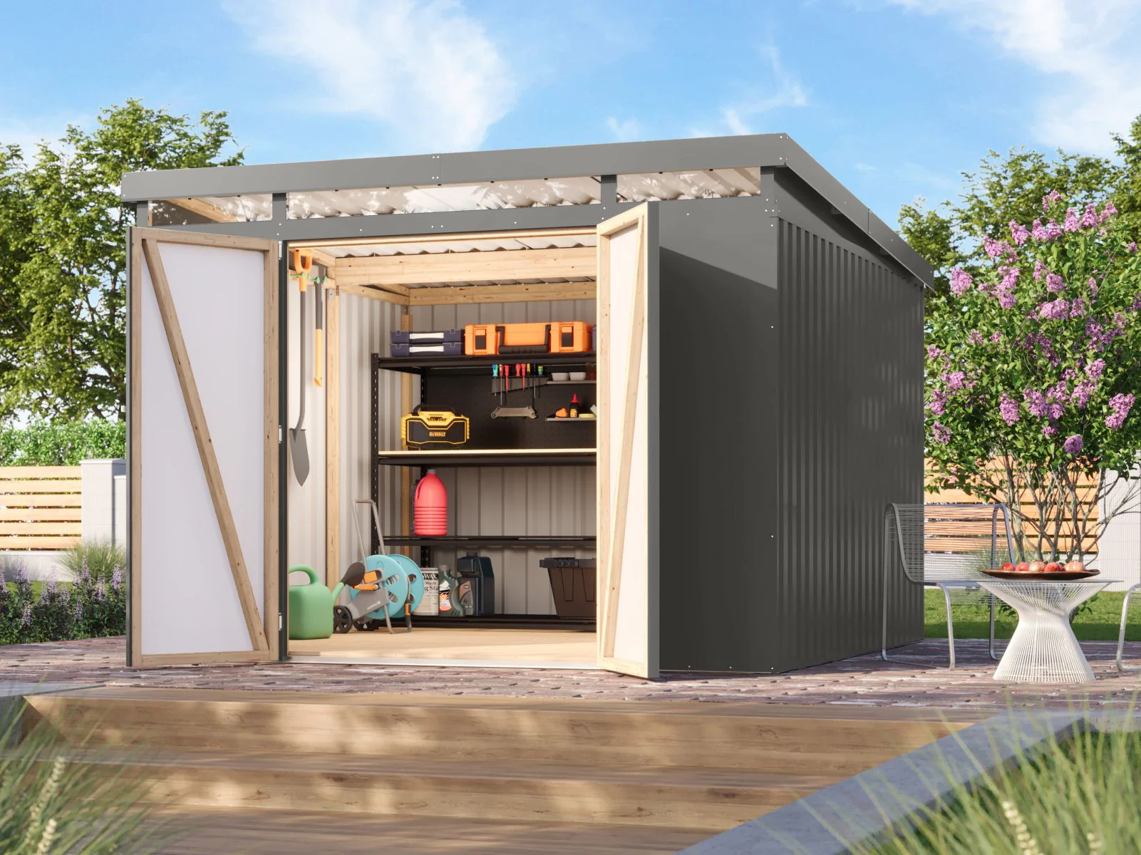 Karibu Metallgerätehaus Iridium 3,5 in Graualuminium