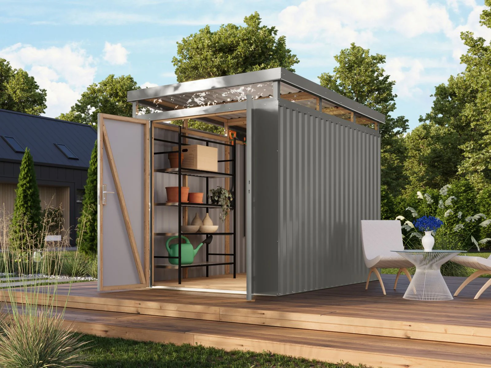 Karibu Metallhaus Aurum 2,5 in Graualuminium