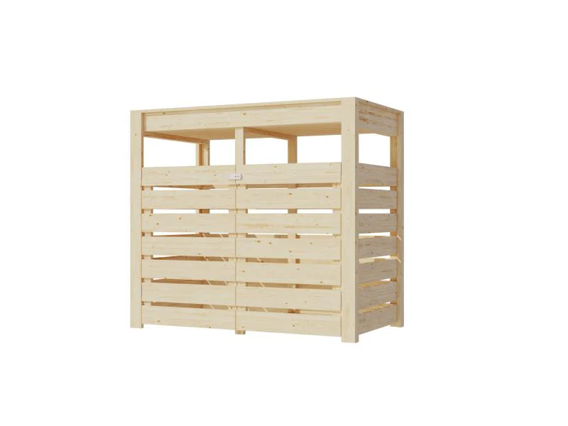 Karibu Mülltonnenbox, natur,  für 2 Tonnen inkl. Hochbeet - Image 4