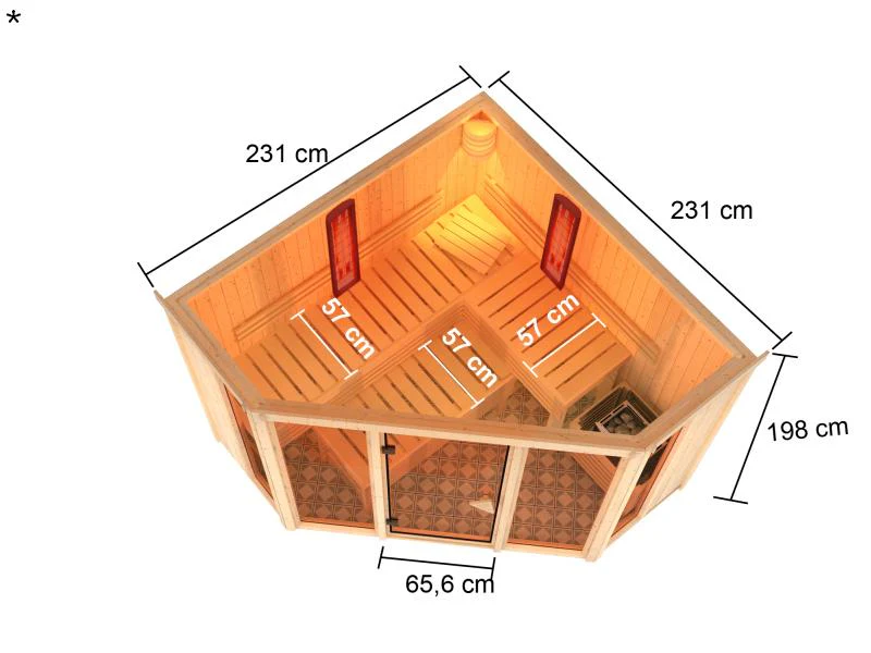 Karibu Multifunktions-Sauna Asta mit 9 kW Ofen und Infrarotstrahler - Image 3