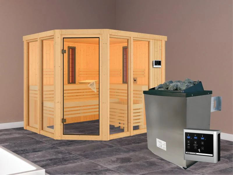 Karibu Multifunktions-Sauna Ava mit 9 kW Ofen und Infrarotstrahler - Image 2