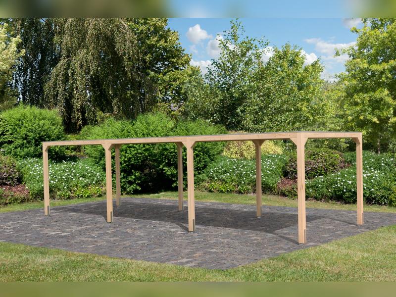 Karibu Pavillon Cubus im Set mit 2 Verlängerung, natur - Image 3