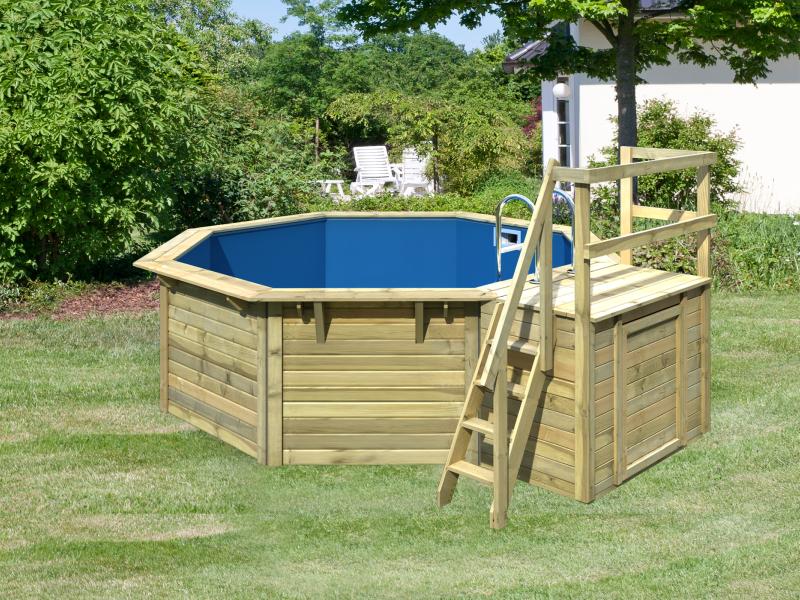 Karibu Pool Modell 2 X im Set mit Terrasse, Filteranlage und Skimmer, kdi - Folie Blau - Image 2