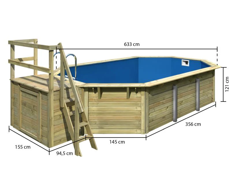 Karibu Pool Modell 4 X im Set mit Terrase kdi - Folie Blau - Image 4