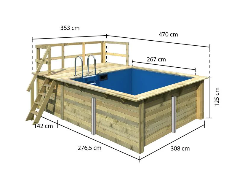 Karibu Rechteck Pool Größe 1 im Set inkl. Filterpaket / inkl. Terrasse 3,5 m - Image 2