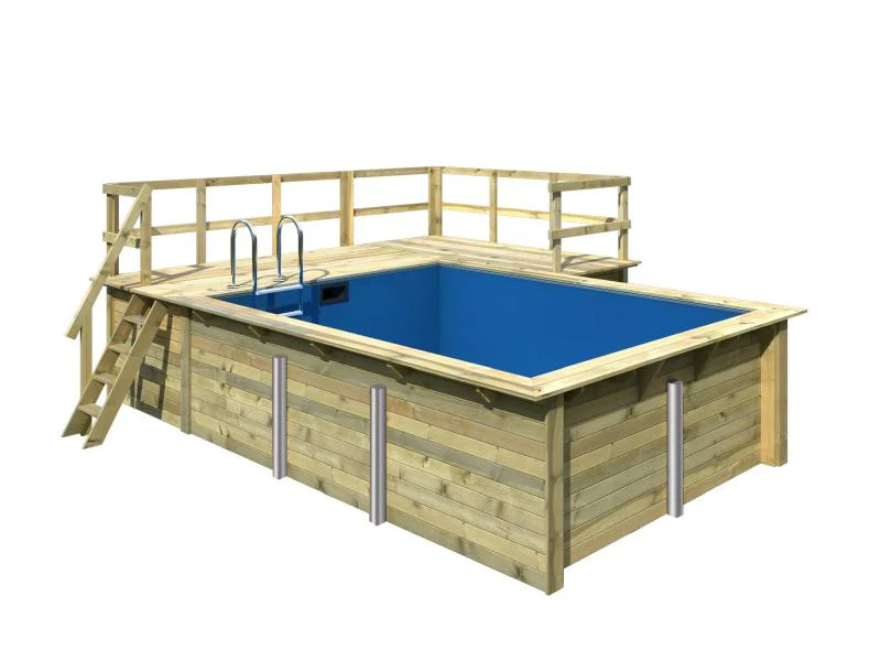 Karibu Rechteck Pool Größe 2 im Set inkl. Filterpaket, Terrasse 3,5 m und Seitenterrasse - Image 3